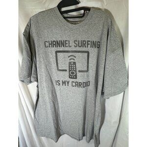 Channel Surfing is My Cardio Funny Men's Graphic T-Shirt, Ash, Size XXL, NWOT